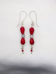 E95- Silver Earrings with CarnelianBeads