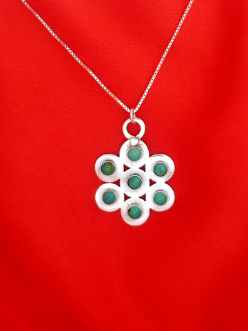 B169- Flower Pendant with Turquiose Stones