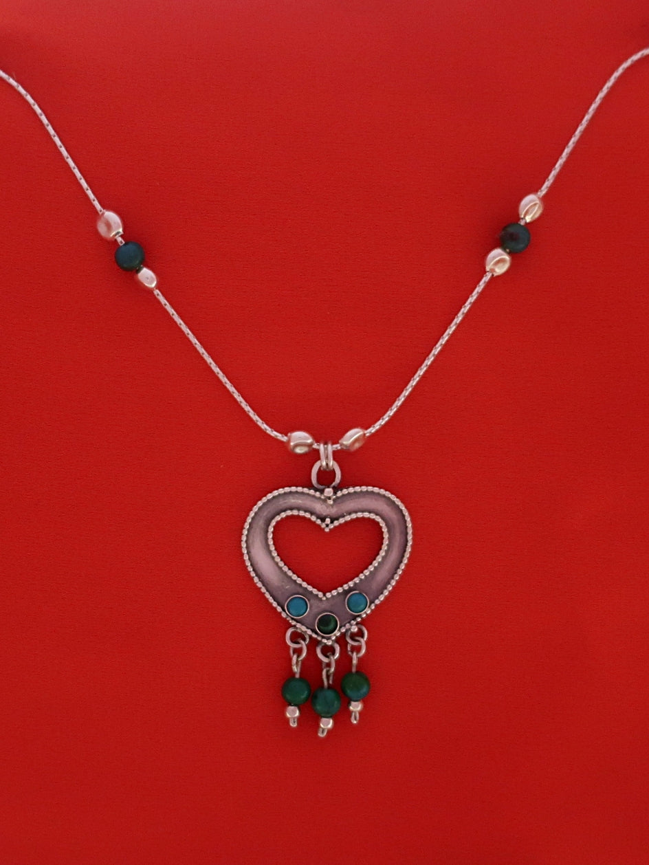 B171- Heart Necklace (Multiple Stones)