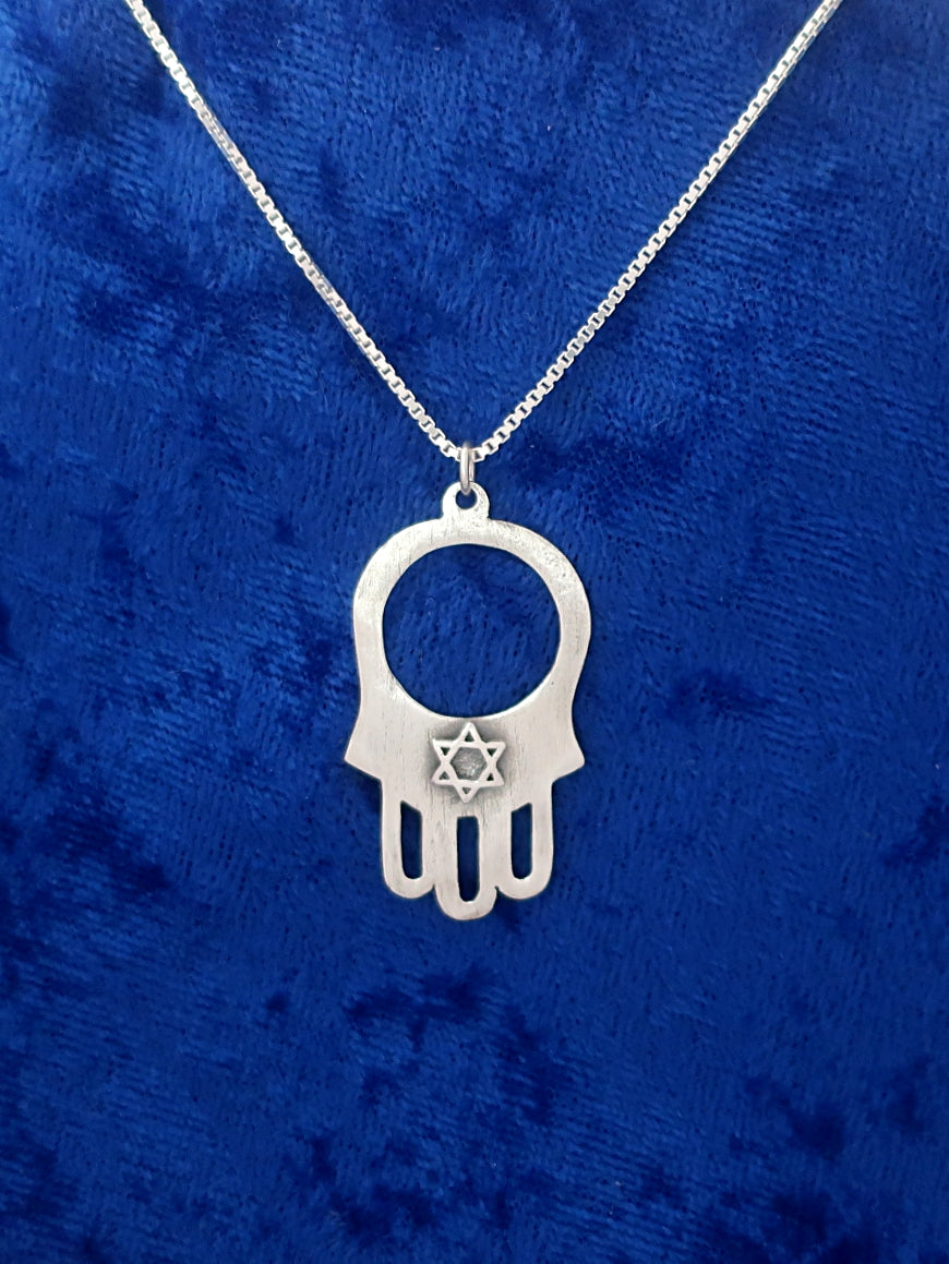 B173- Hamsa and Magen David Necklace