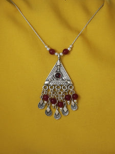 B118- Pyramid Necklace with Carnelian Beads