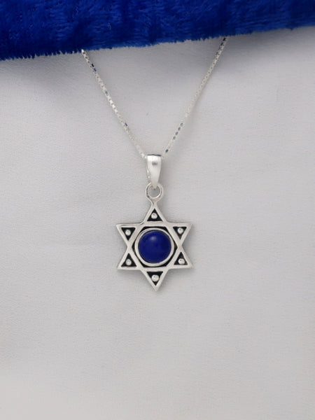 B6- David's Star Pendant with Multiple Stone - Zehava Jewelry