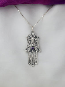 B179- Hamsa with amethyst Stone