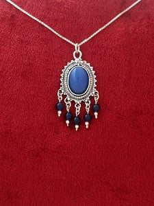 B183- Oval Shaped Pendant with Blue Agate