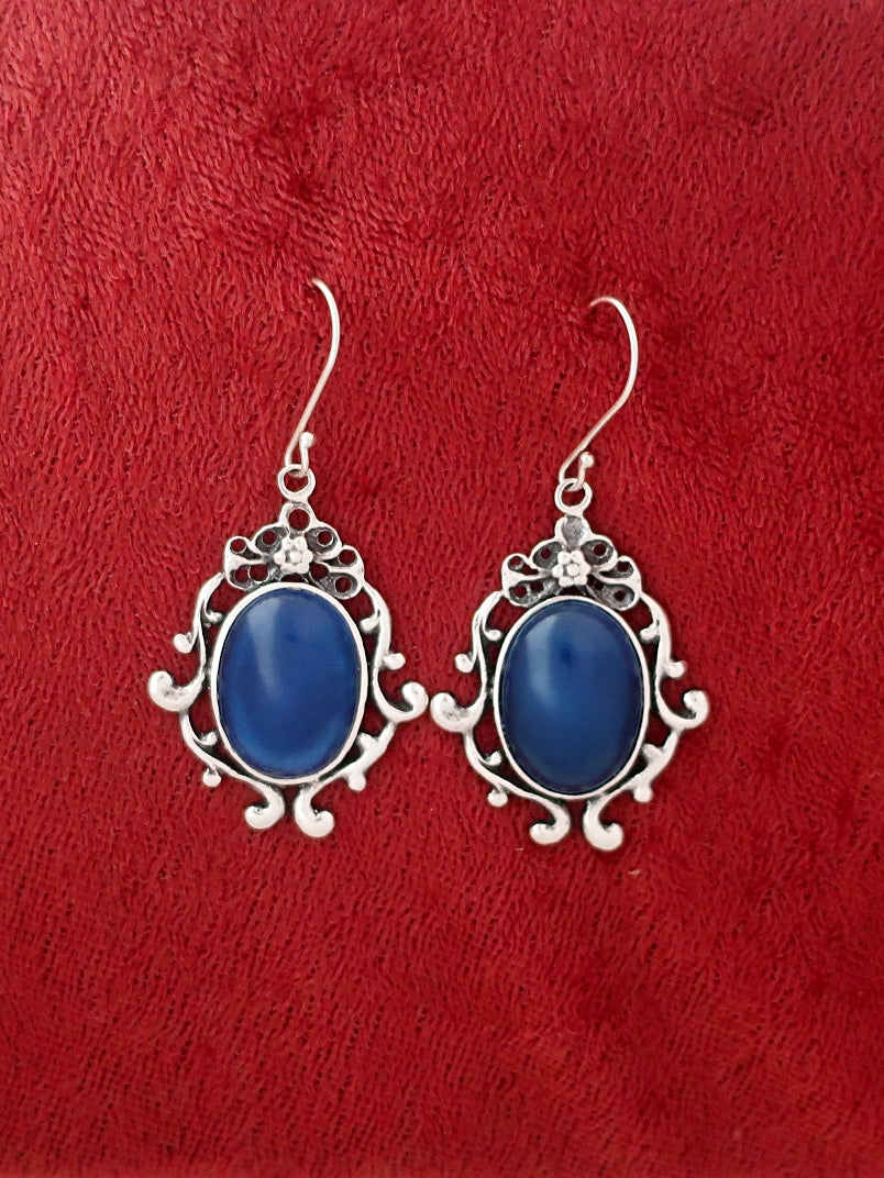 E101-  Silver Earrings with Agate Stones