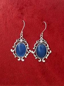 E101-  Silver Earrings with Agate Stones