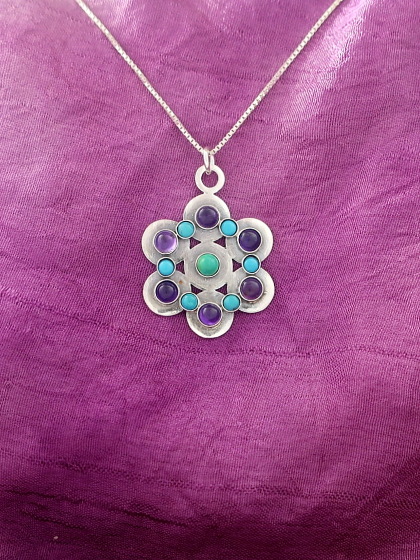 B188 - Silver Flower Pendant